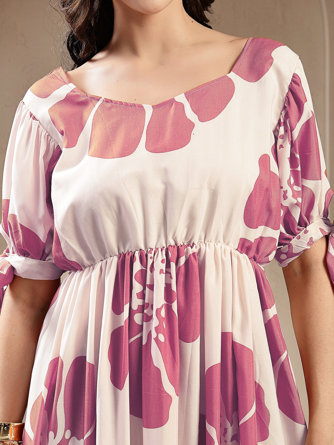 Lavender Floral Printed Rayon Tiered Dress (Pre-Order)