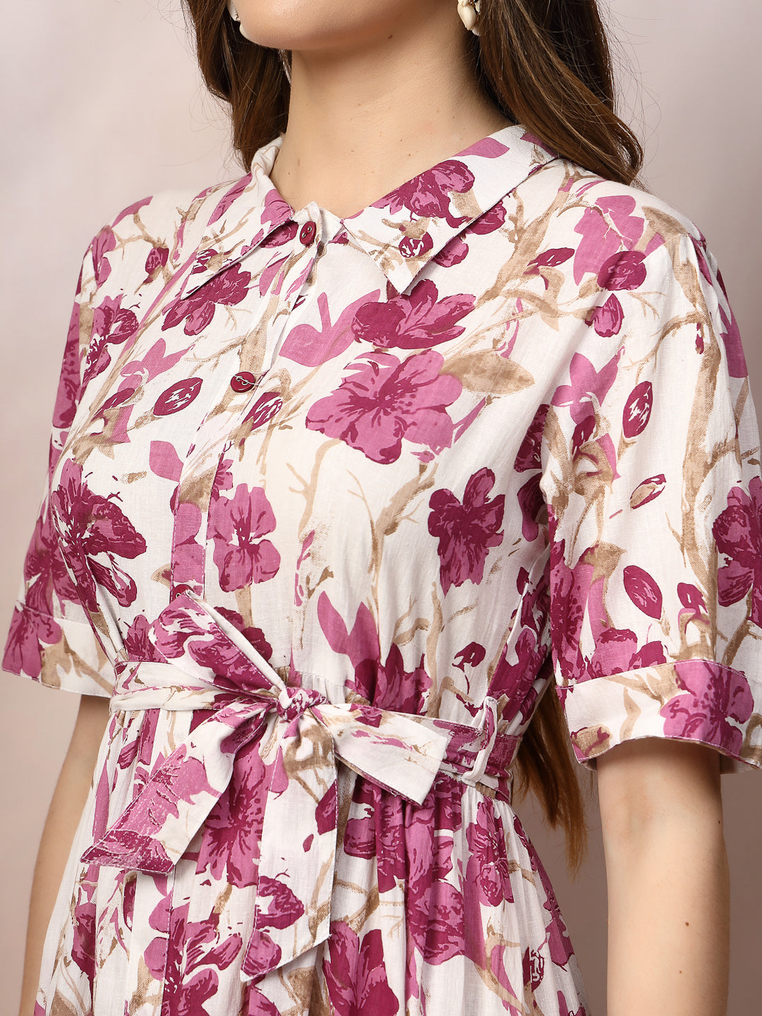 Floral Printed Cotton Flared Dress (Pre-Order)