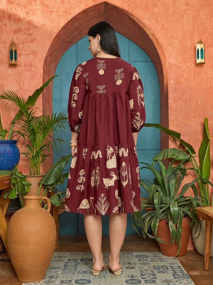 Boho Printed Cotton Tiered Dress