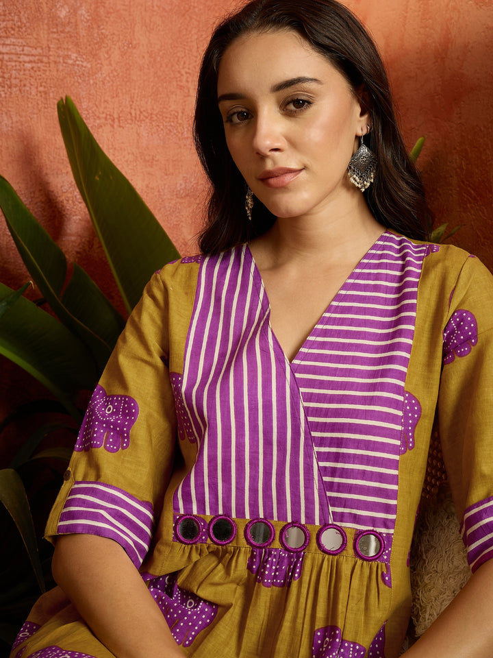 Animal Printed Cotton A-Line Dress