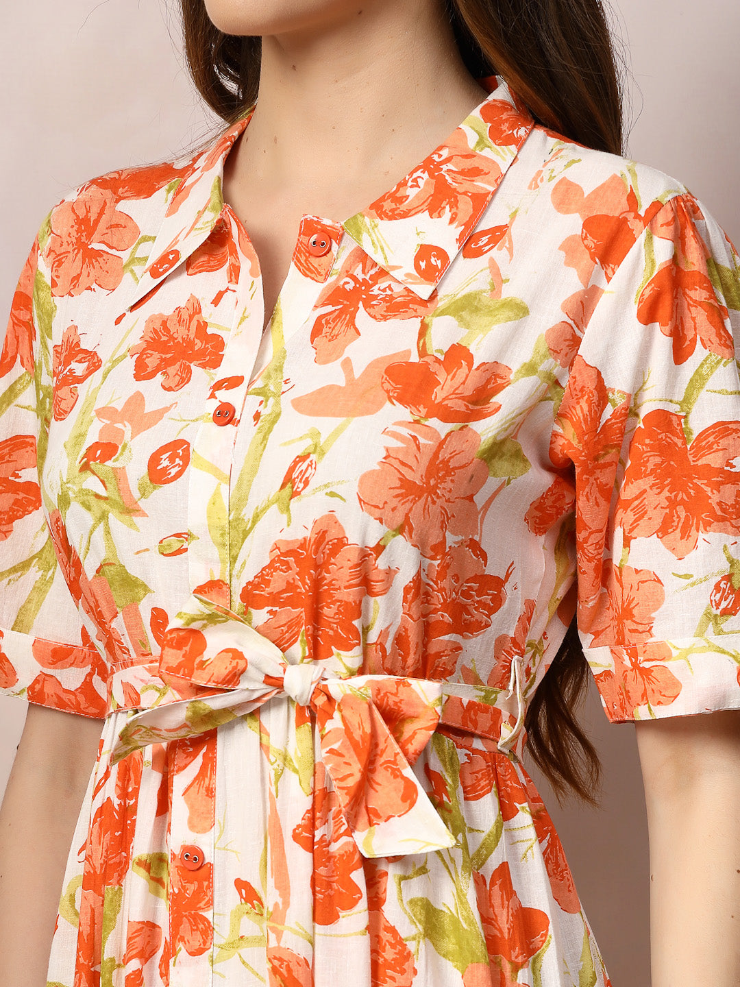 Floral Printed Cotton Flared Dress (Pre-Order)