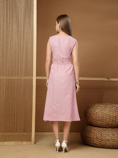 Solid Katha Cotton A-Line Dress