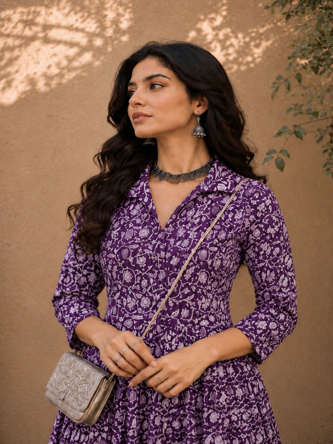 Dabu Printed Cotton Flared Dress