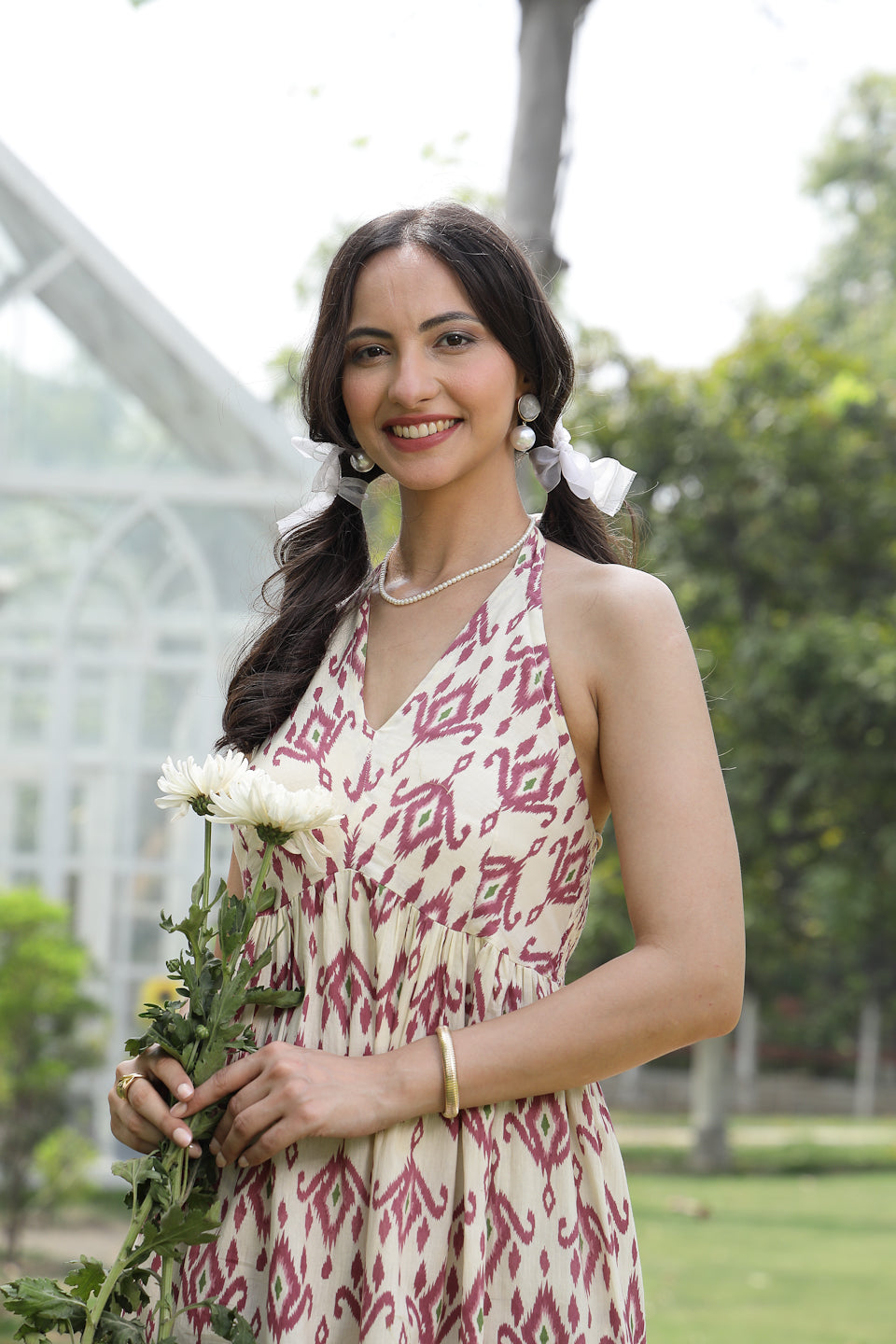 Purple Ikat Printed Cotton A-Line Dress (Pre-Order)