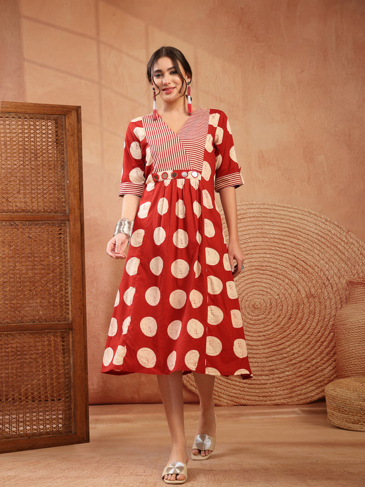 Block Printed Cotton Flared Dress