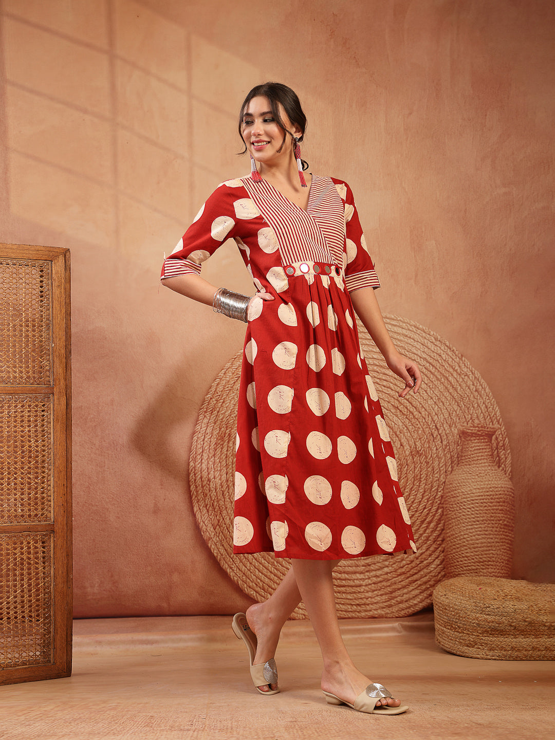 Block Printed Cotton Flared Dress