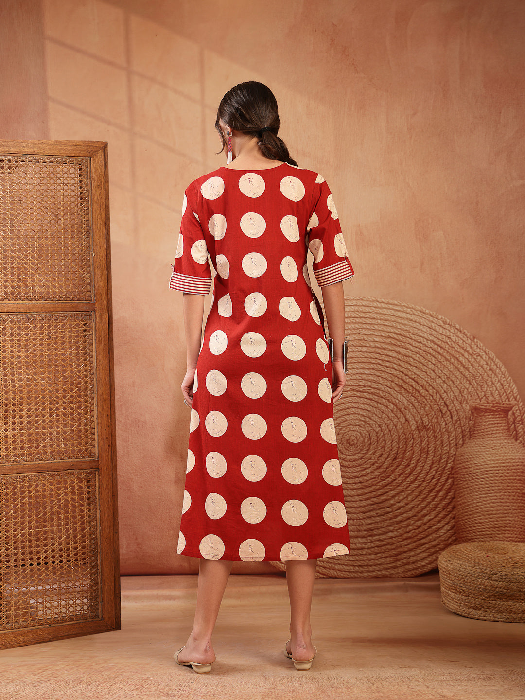 Block Printed Cotton Flared Dress