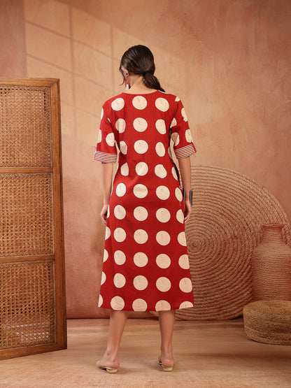 Block Printed Cotton Flared Dress