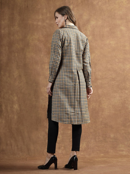 Semi Woolen Checked Wool Blend Blazer Dress (Pre-Order)