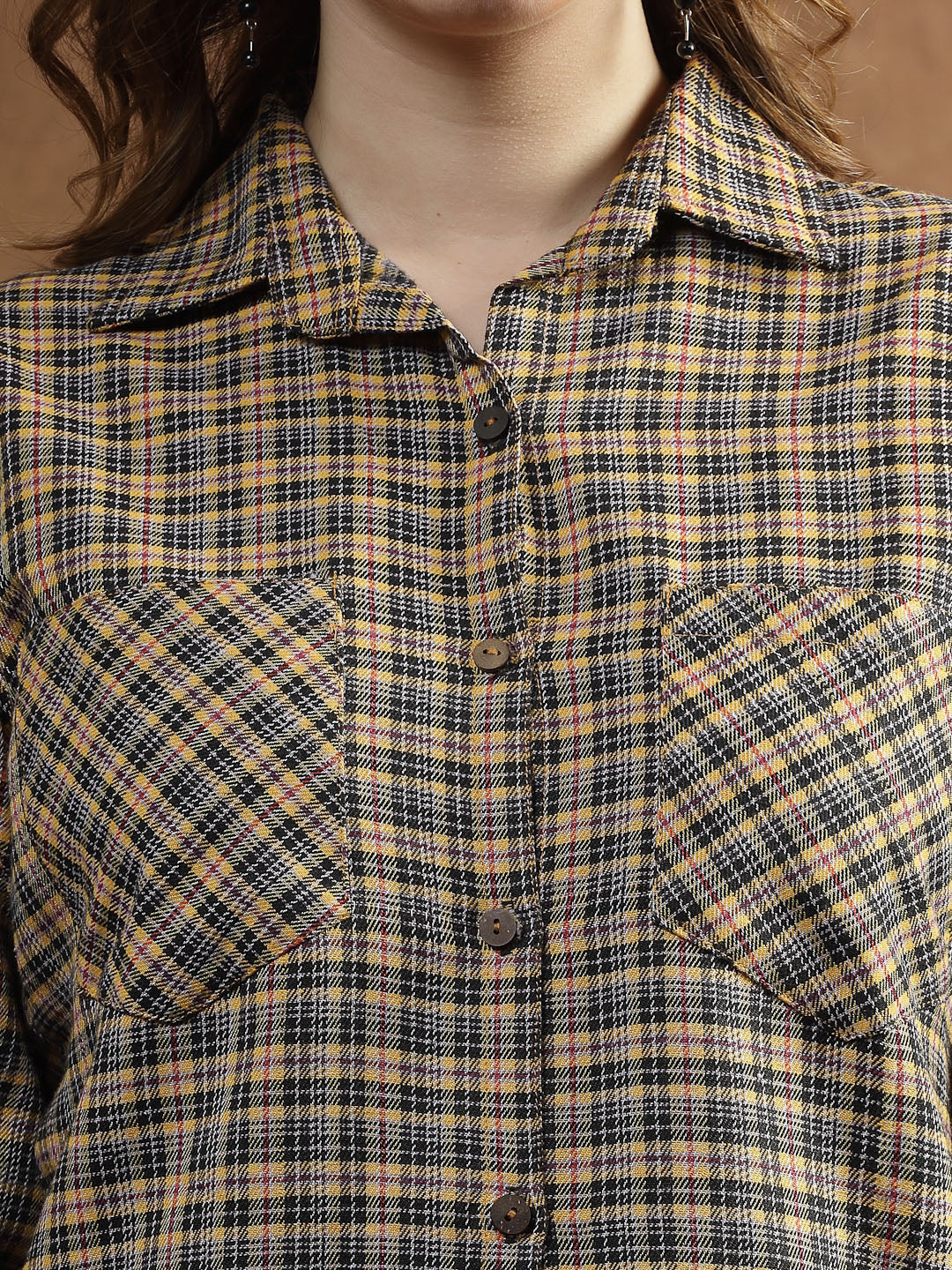 Semi Woolen Checked Wool Blend Blazer Dress