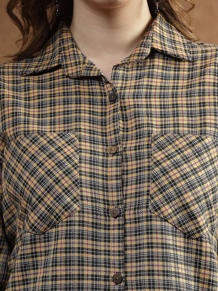 Semi Woolen Checked Wool Blend Blazer Dress