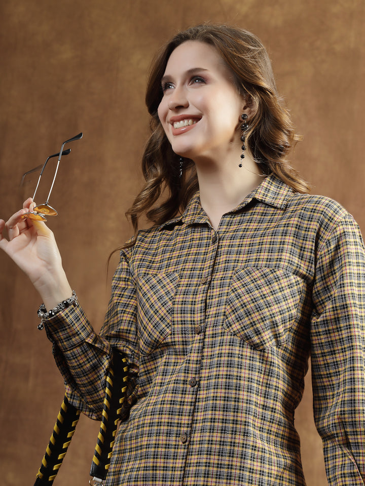 Semi Woolen Checked Wool Blend Blazer Dress