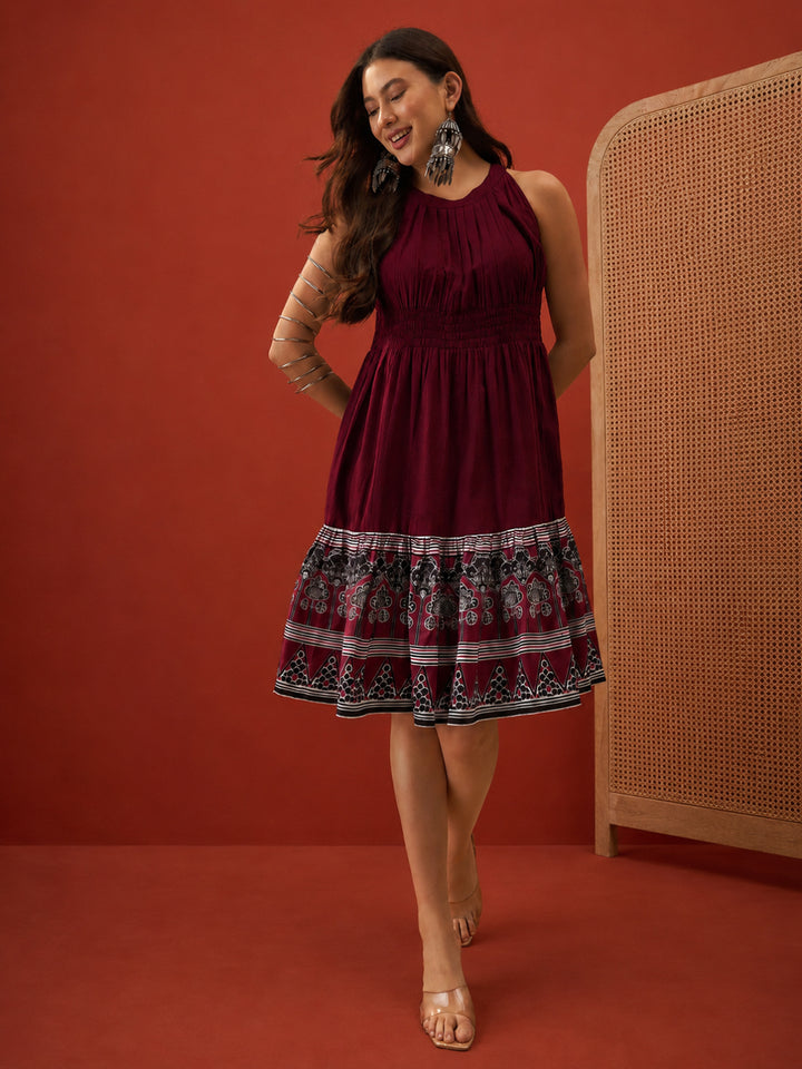 Solid Cotton A-Line Dress