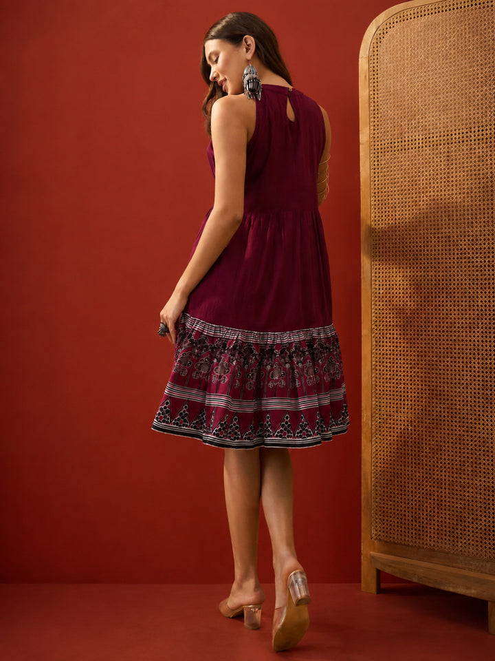 Solid Cotton A-Line Dress
