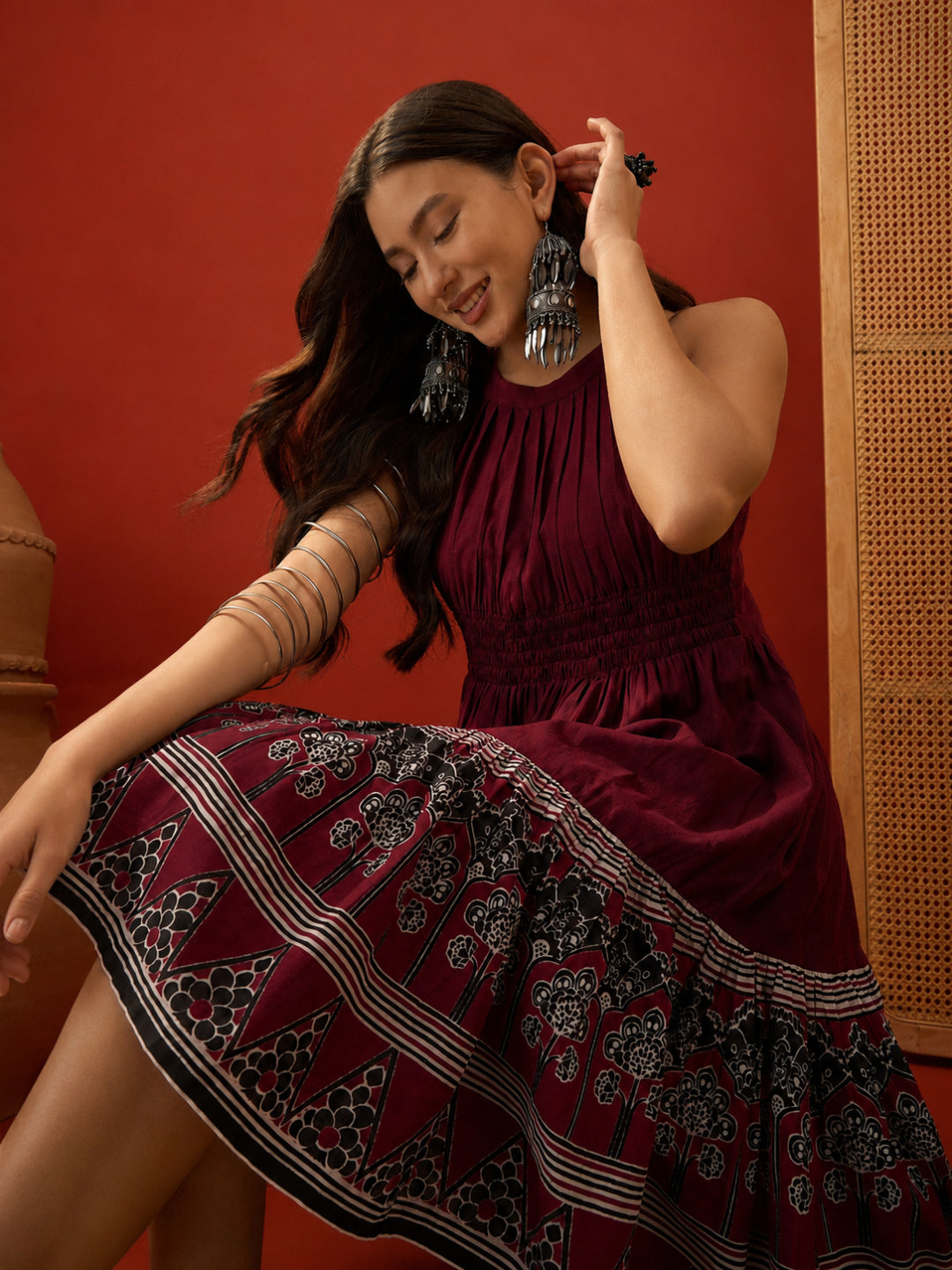 Solid Cotton A-Line Dress