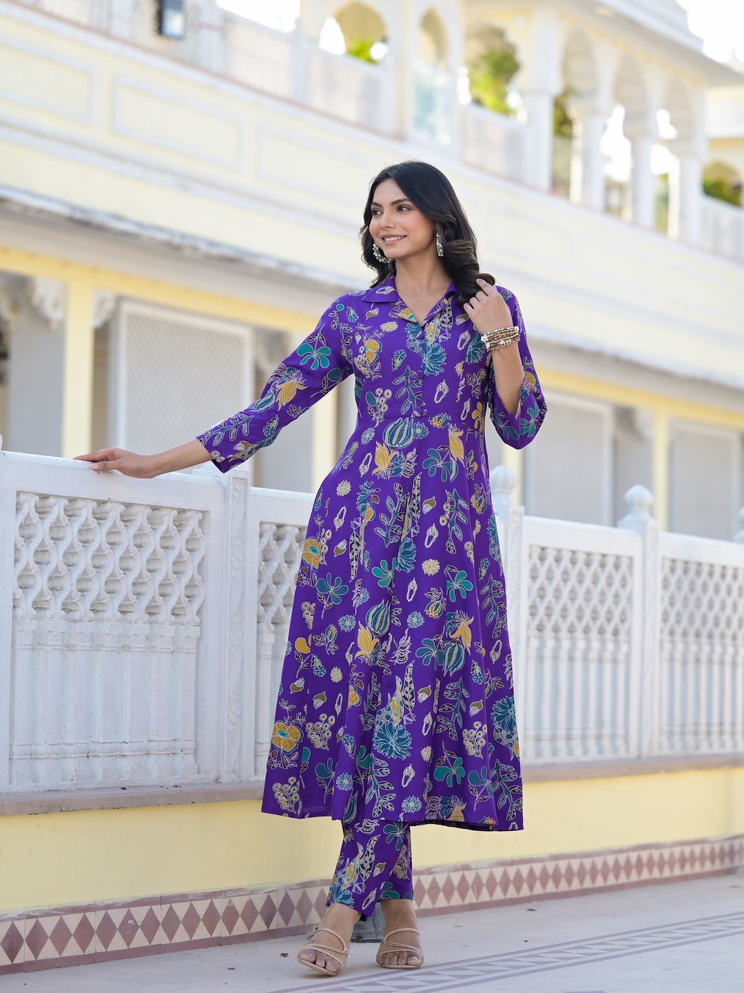 Stylum violet rayon printed ethnic wear wholesale manufacturer & exporter from India