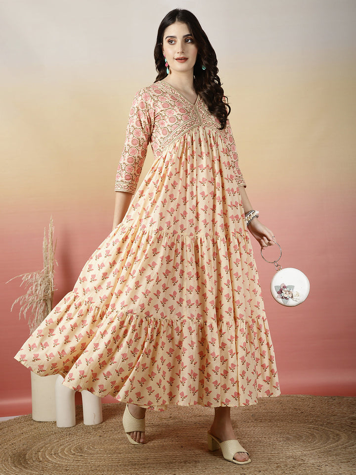 Glam Roots beige cotton printed kurta – wholesale manufacturer &amp; exporter from India