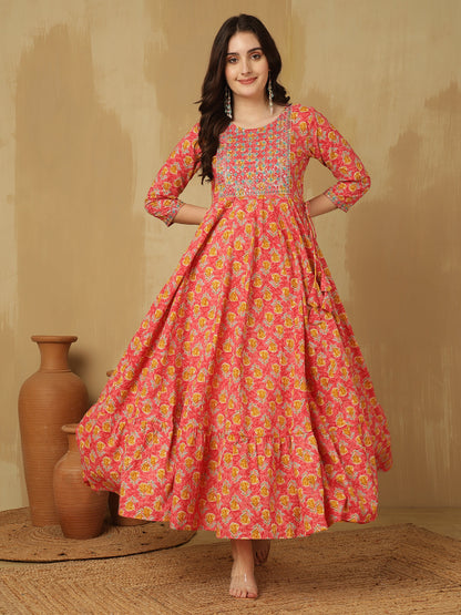 Glam Roots pink cotton printed kurta – wholesale manufacturer & exporter from India