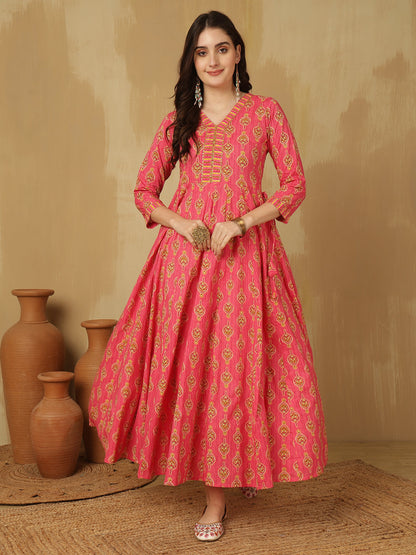 Glam Roots pink cotton printed kurta – wholesale manufacturer & exporter from India