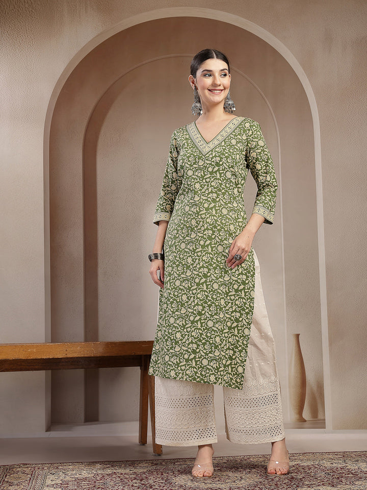 Ethnic Printed Cotton Straight Kurta