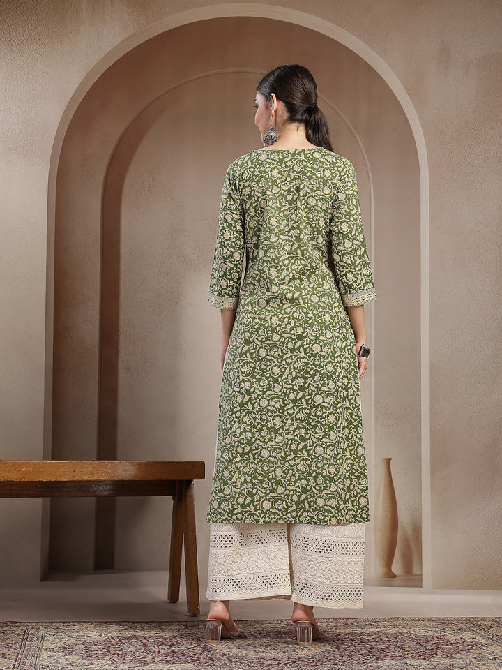 Ethnic Printed Cotton Straight Kurta