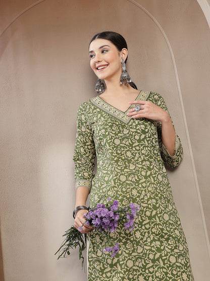 Ethnic Printed Cotton Straight Kurta