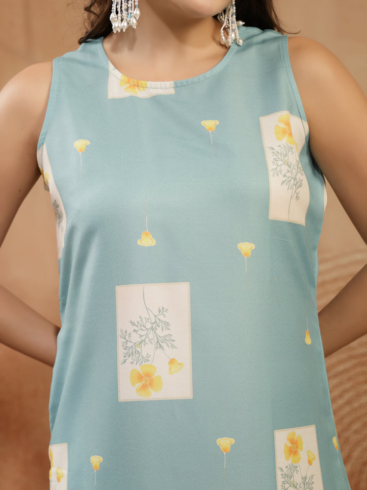 Floral Printed Rayon Straight Kurta