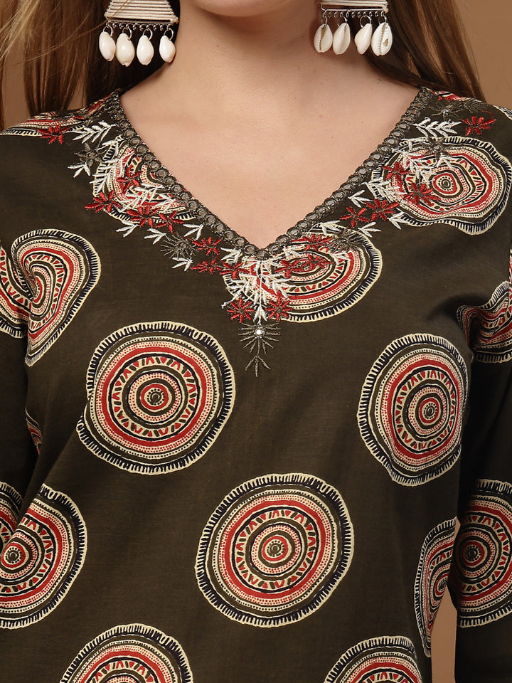 Block Printed Cotton Straight Kurta