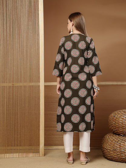 Block Printed Cotton Straight Kurta