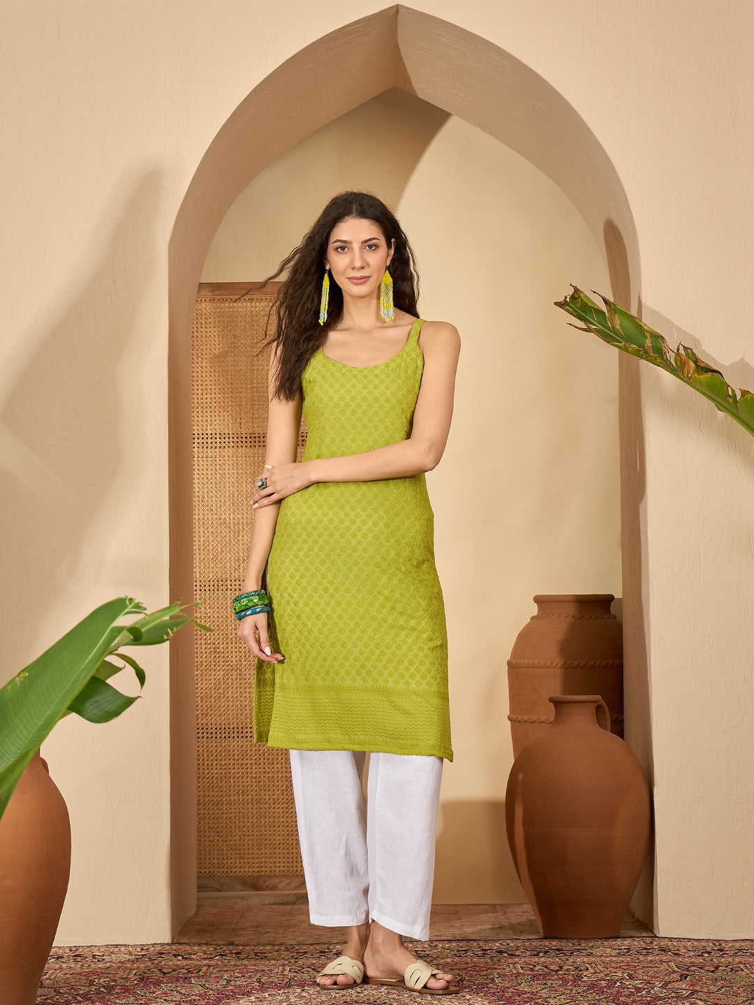 Chikankari Rayon Straight Kurta