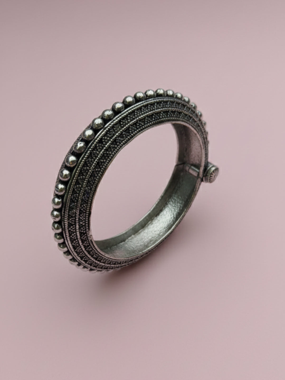 Silver Oxidized Brass Kada