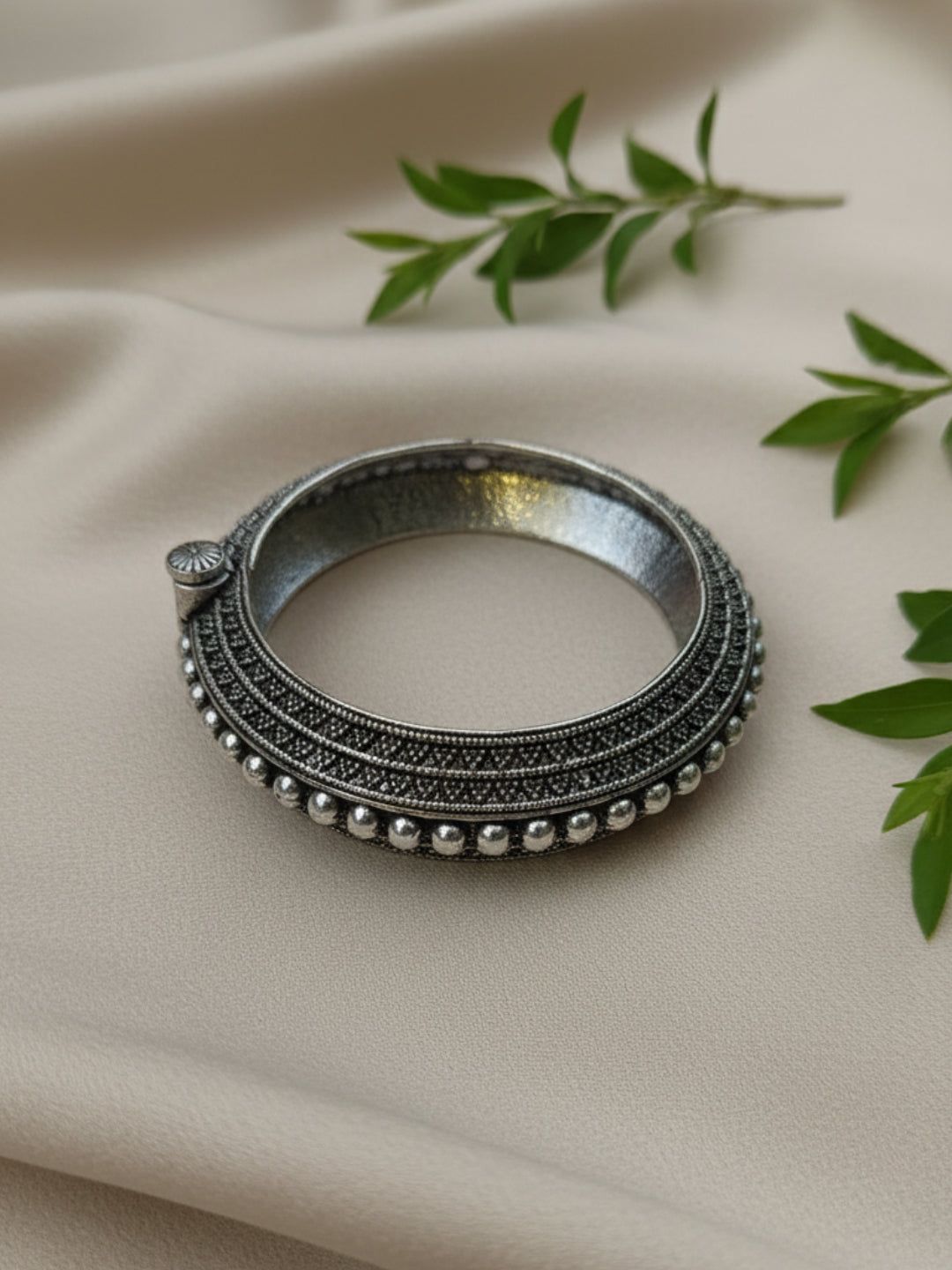 Silver Oxidized Brass Kada