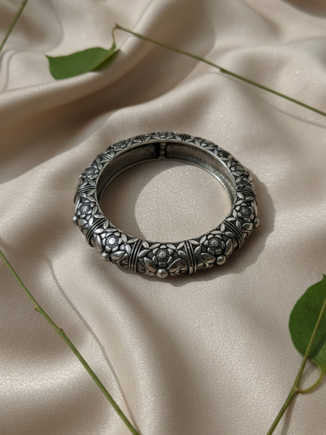 Silver Oxidized Brass Kada