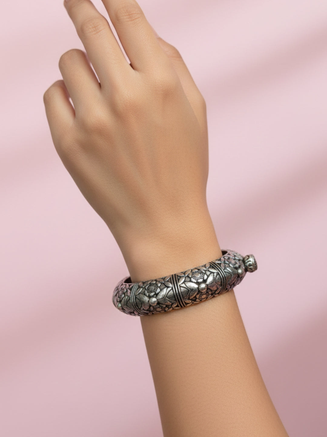 Silver Oxidized Brass Kada