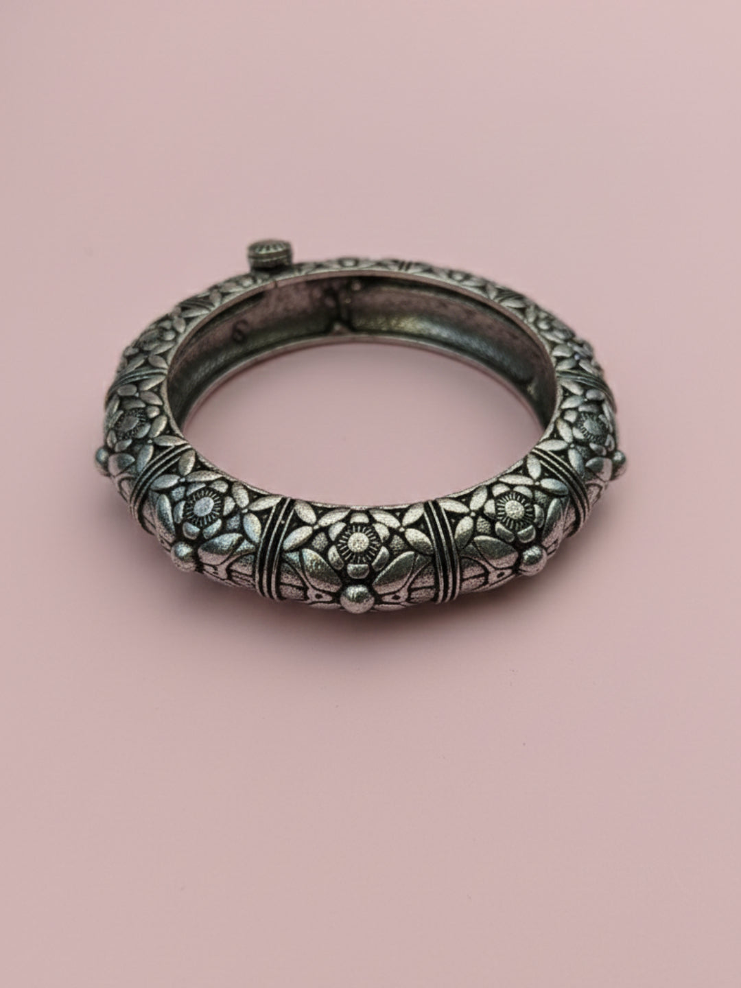 Silver Oxidized Brass Kada
