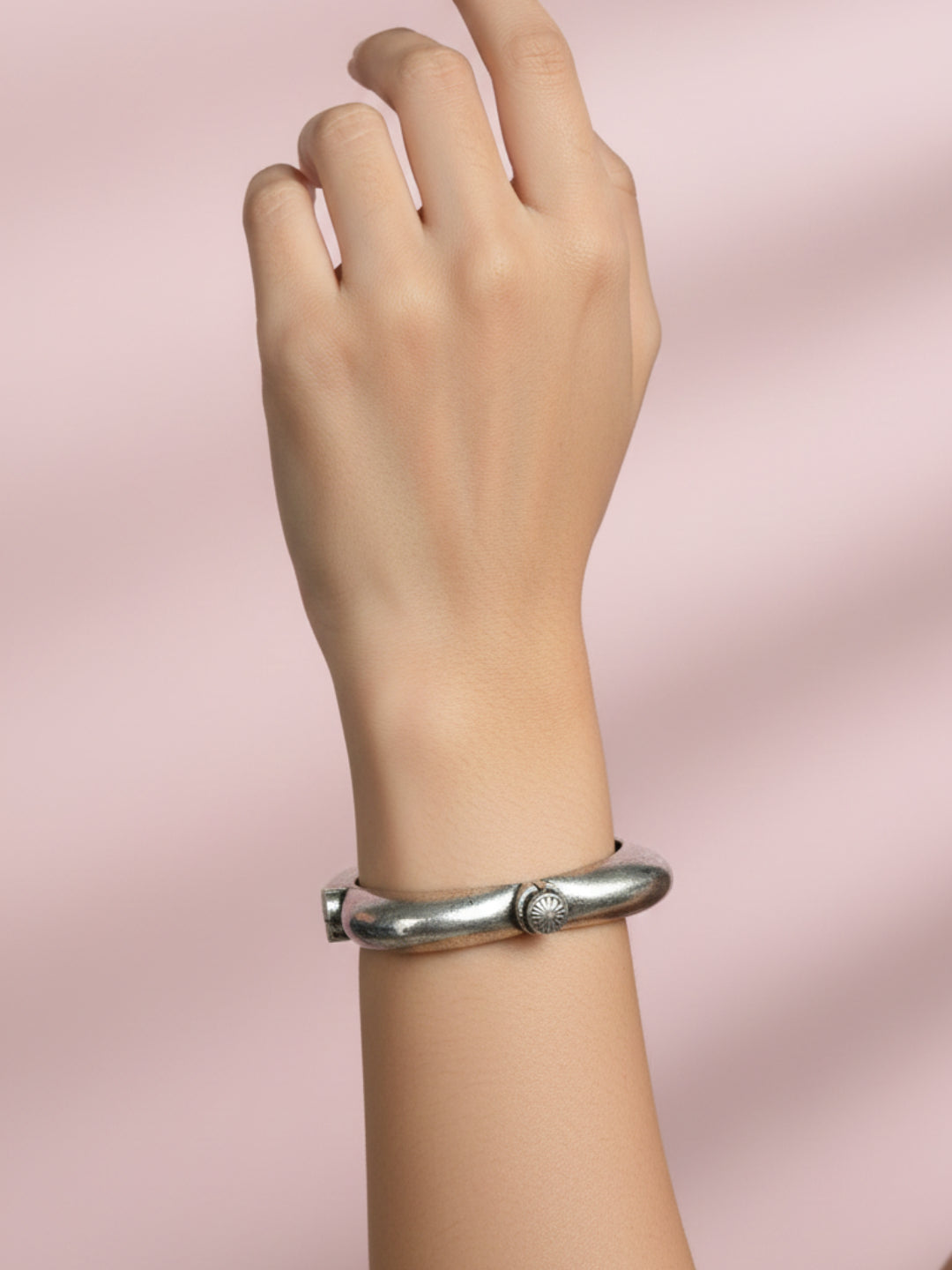 Silver Oxidized Brass Kada