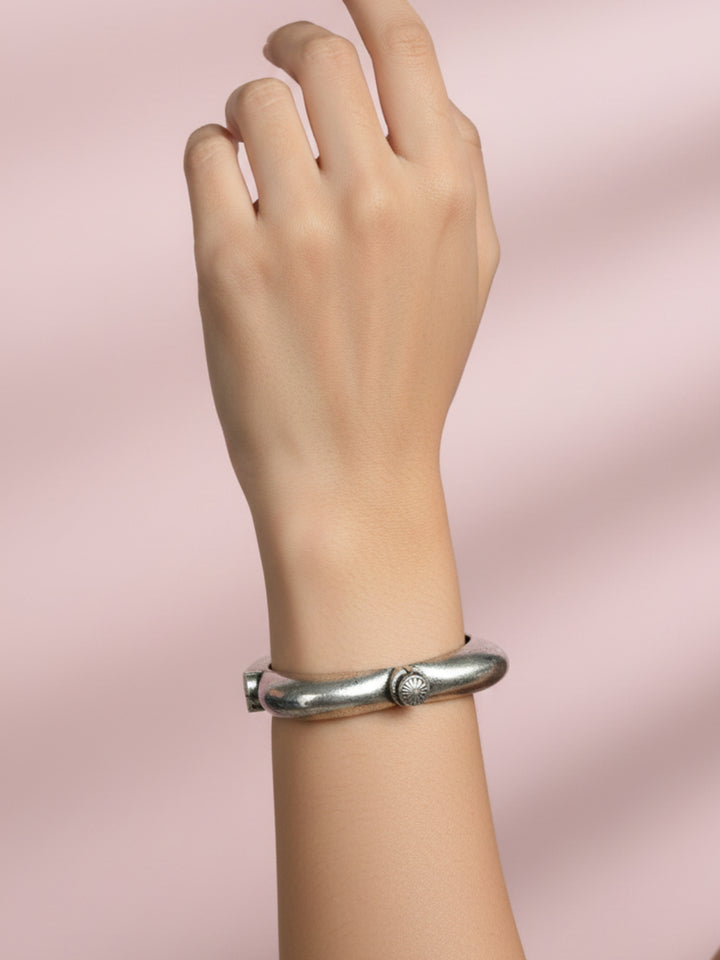 Silver Oxidized Brass Kada