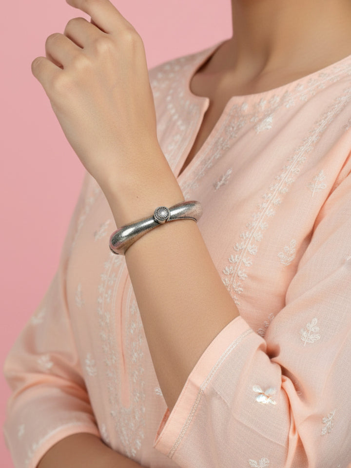 Silver Oxidized Brass Kada