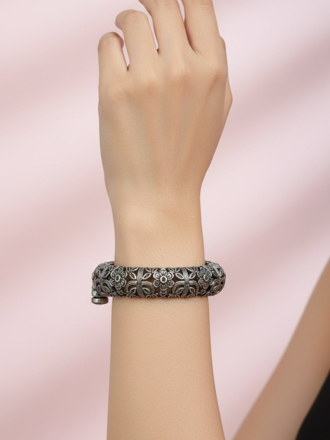 Silver Oxidized Brass Kada