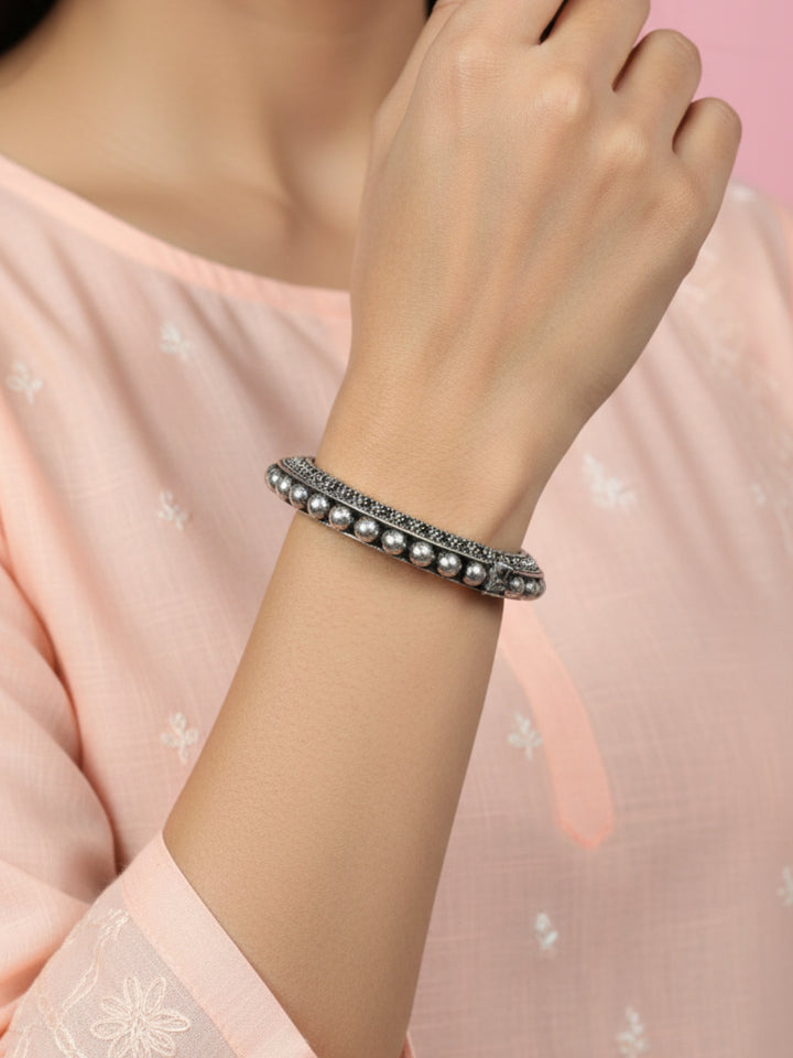 Silver Oxidized Brass Kada