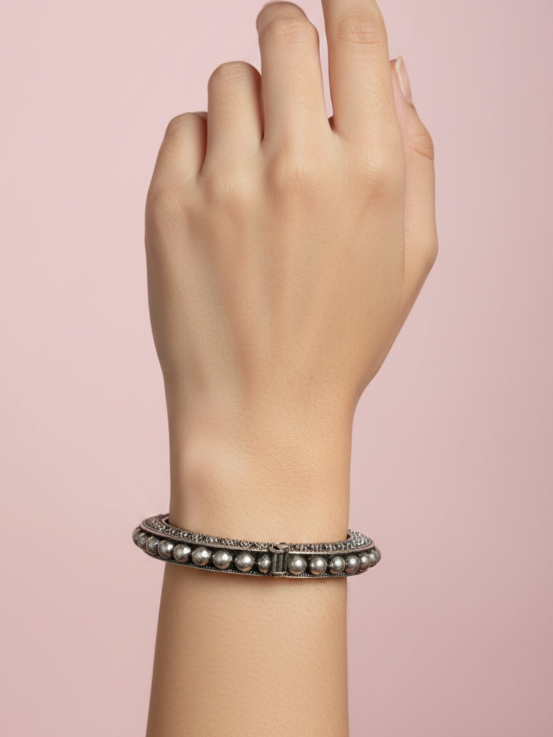 Silver Oxidized Brass Kada