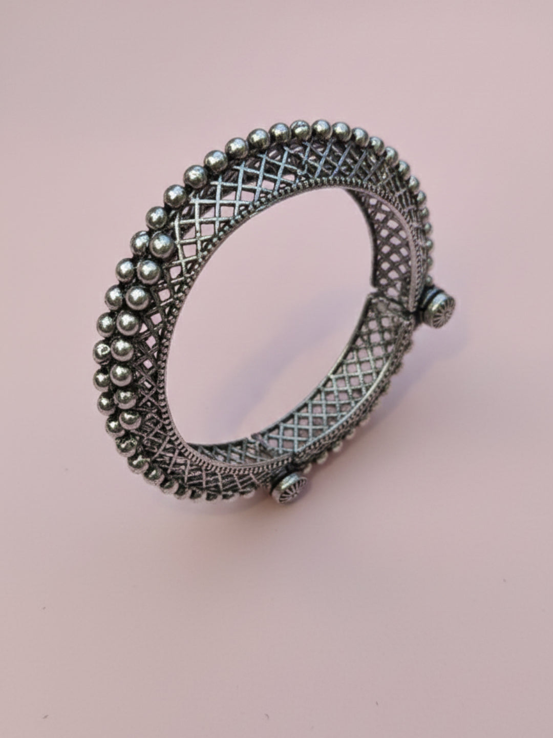Silver Oxidized Brass Kada