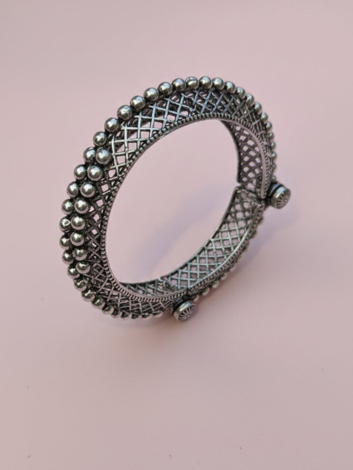 Silver Oxidized Brass Kada
