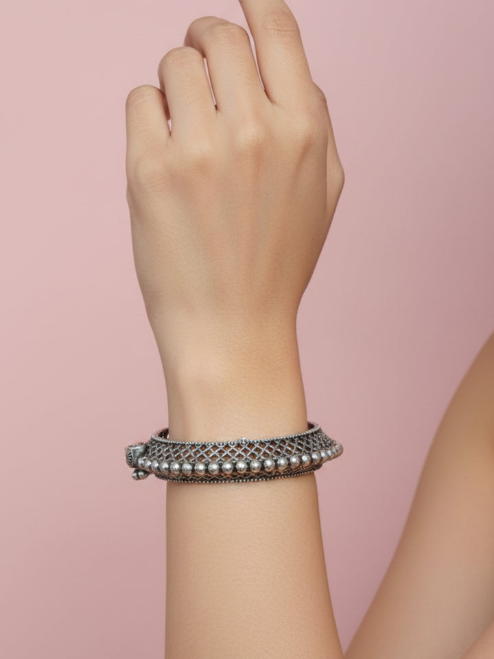 Silver Oxidized Brass Kada