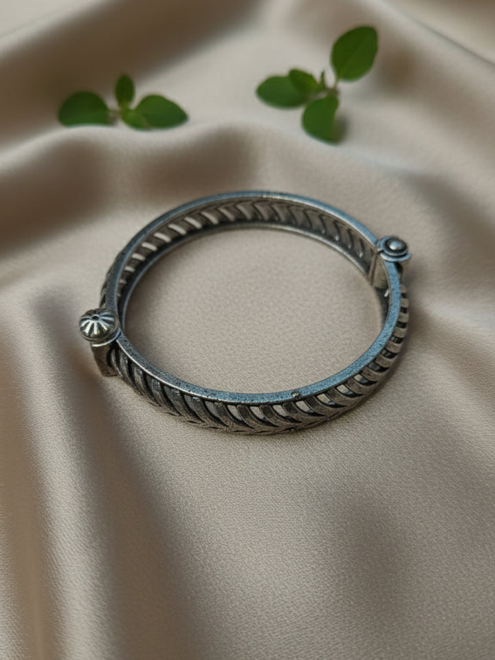 Silver Oxidized Brass Kada
