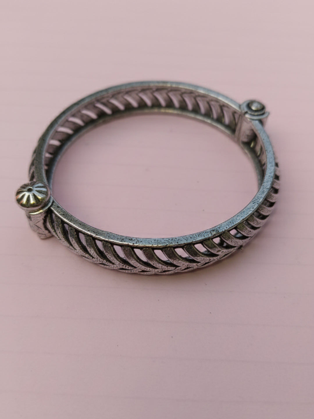 Silver Oxidized Brass Kada