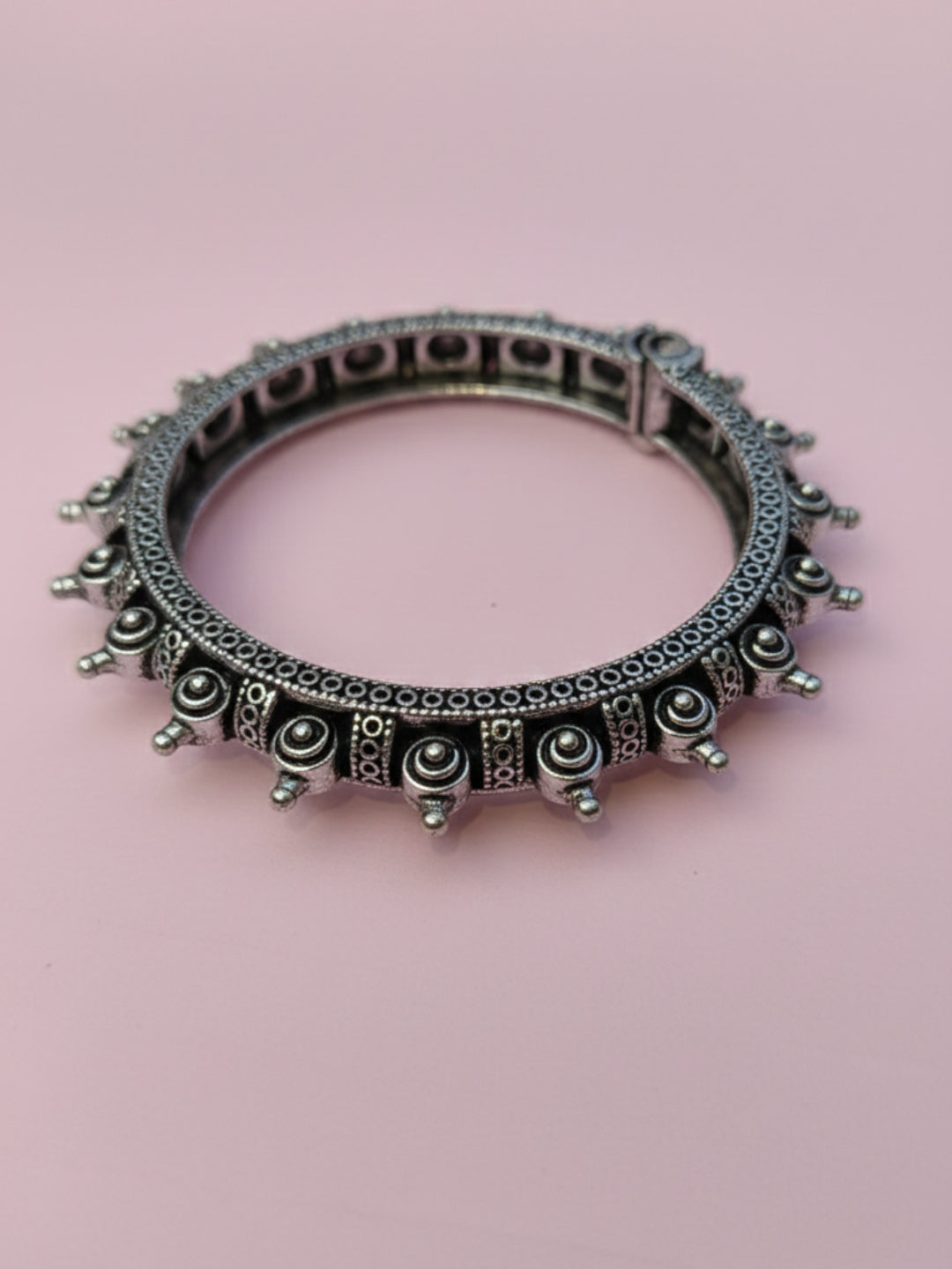 Silver Oxidized Brass Kada