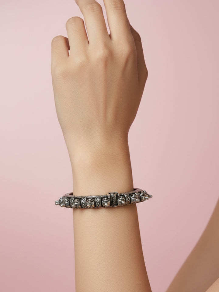 Silver Oxidized Brass Kada