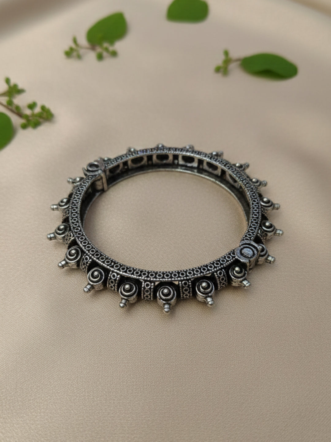 Silver Oxidized Brass Kada