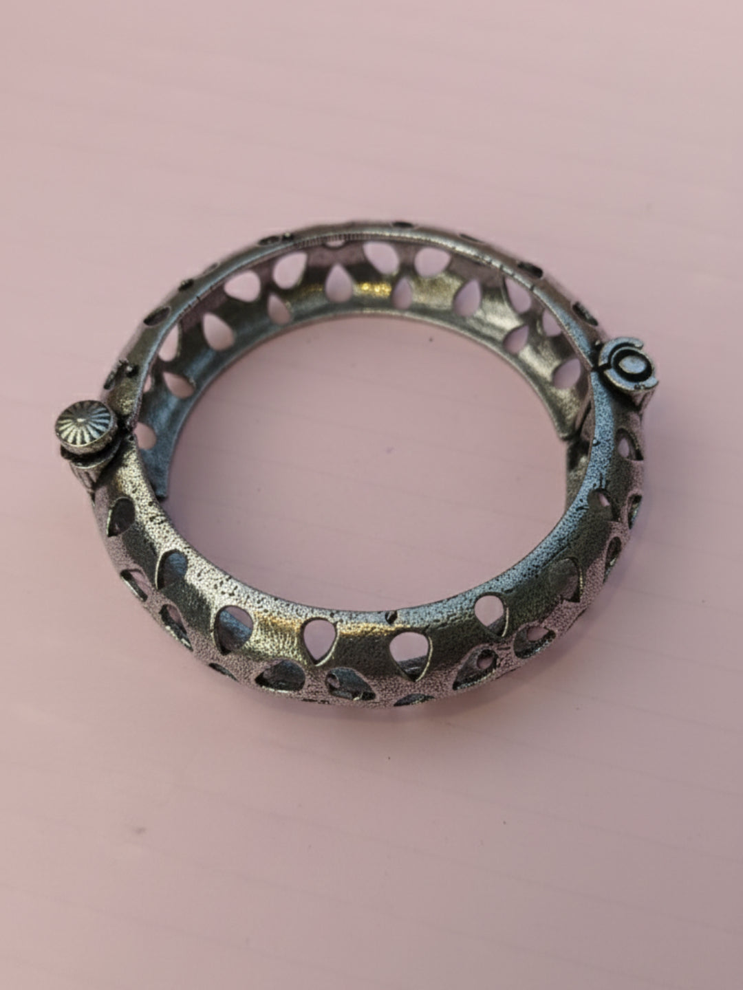Silver Oxidized Brass Kada